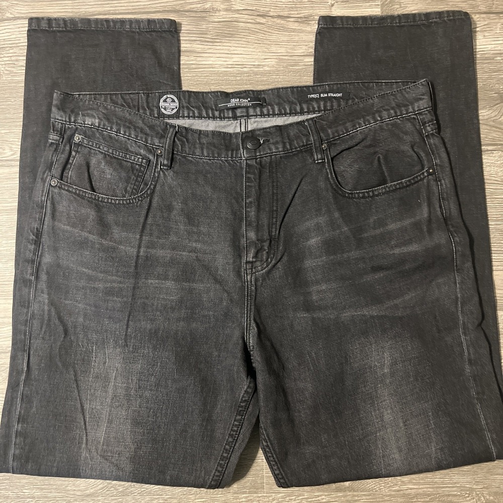 Dear John Men's Collection Type C Slim Straight Black Denim Jeans Size 40x34 - Picture 4 of 11